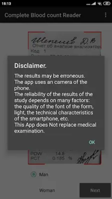 Blood Count Reader free android App screenshot 0