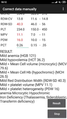 Blood Count Reader free android App screenshot 1